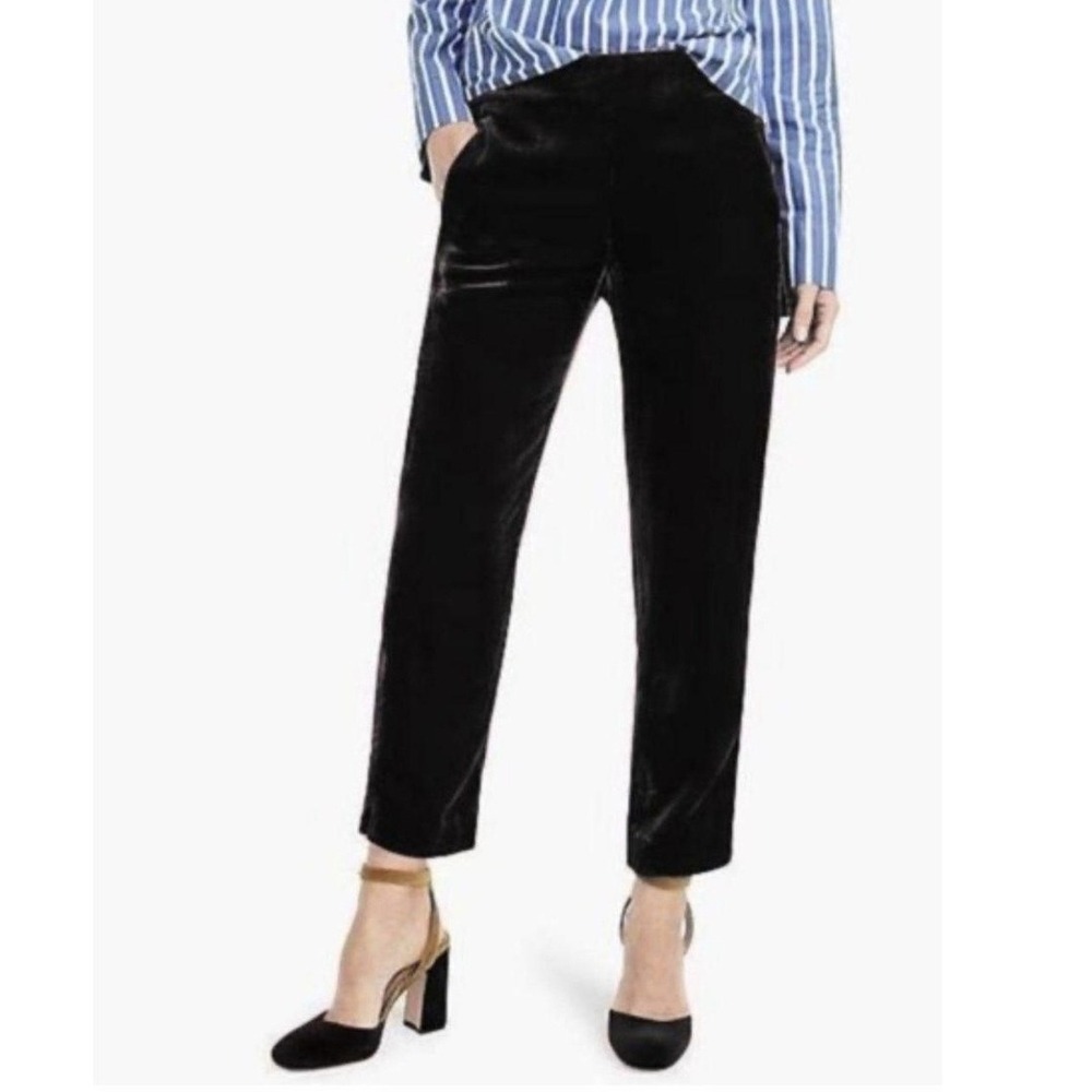 J.Crew Women 12 Tall NWT Velvet Easy Pant Black Tapered Holiday Fall City J4999